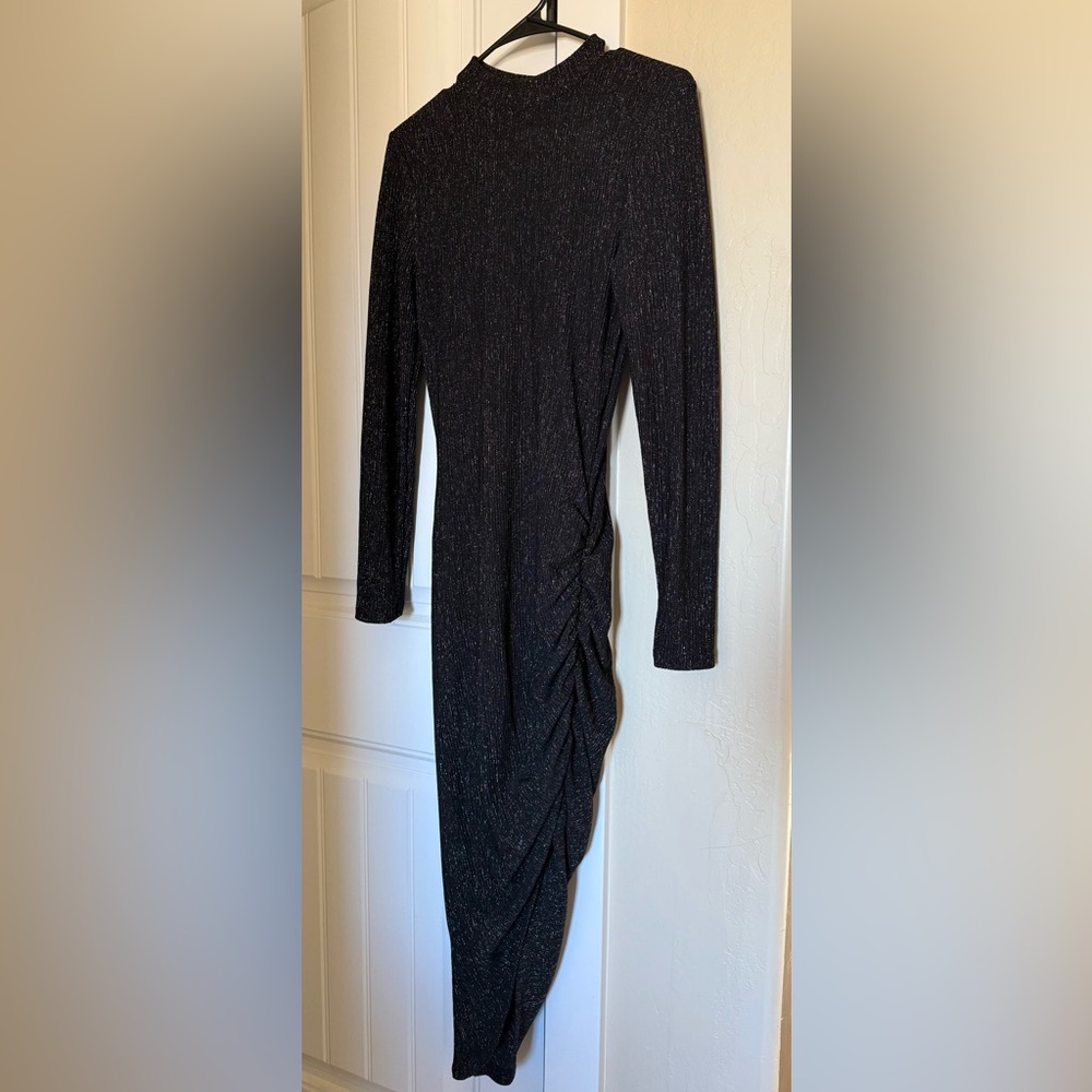 Fashion Nova Sparkling Black Long Sleeve Dress